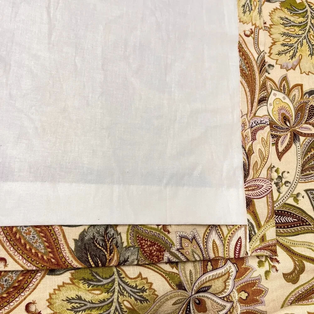 Pair of Jacobean Floral Custom Pinch Pleat Curtain Drape Side Panels